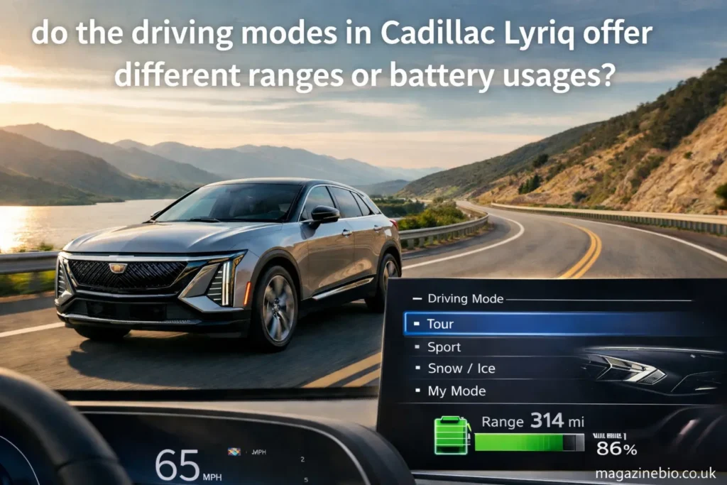 do the driving modes in cadillac lyriq offer different ranges or battery usages?